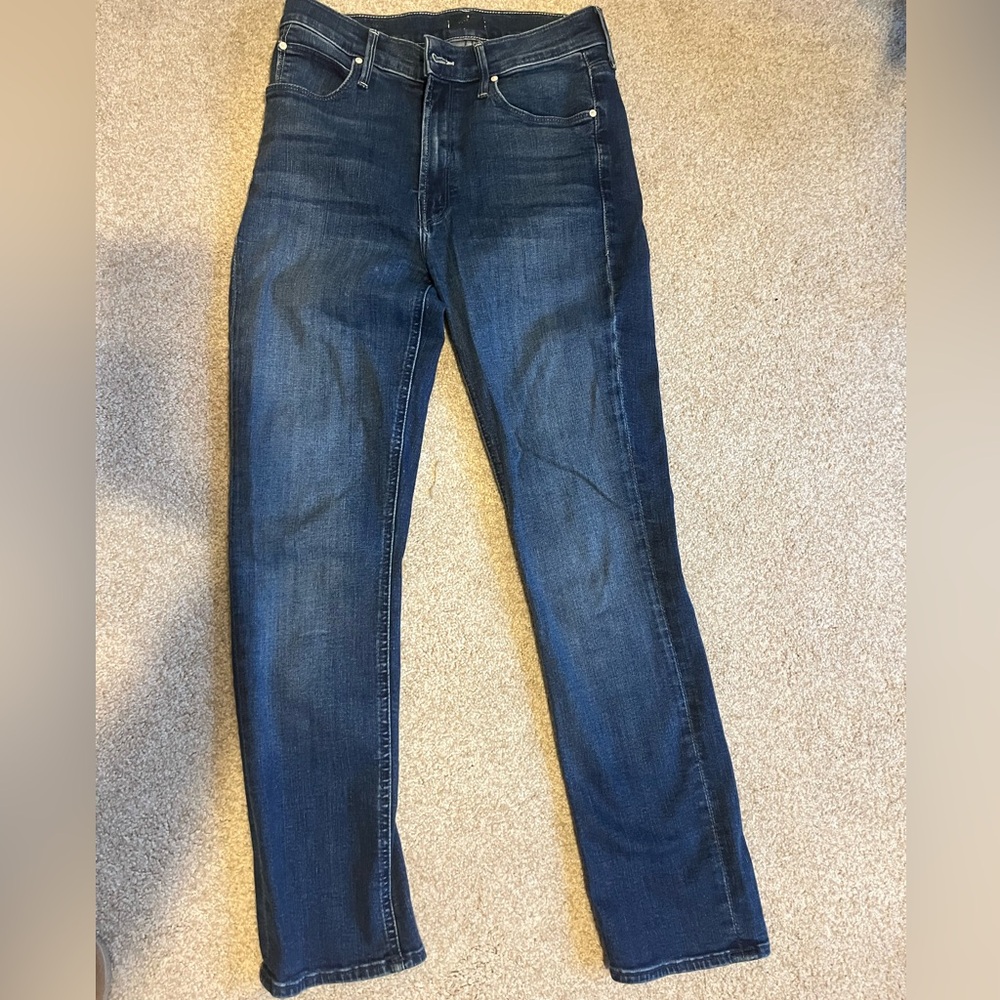 Mother medium wash mid-rise ankle